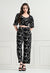 Co-ord Set with Monochrome Abstract Print, Crop Top and Wide Leg Pants